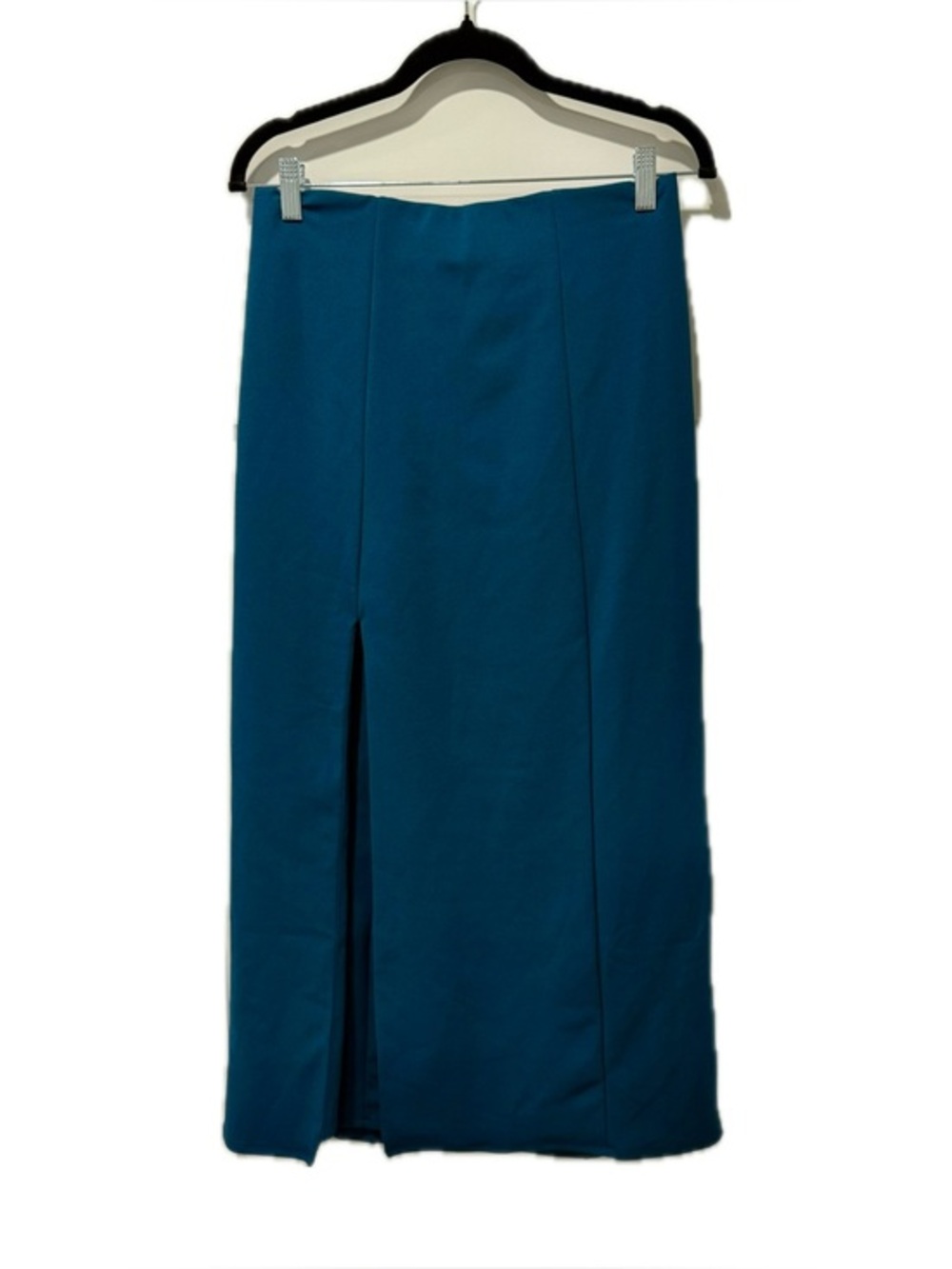 Show Me Your MuMu Slit Front Midi Skirt in Teal Blue